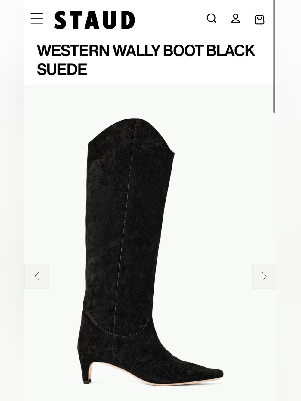 STAUD Western Wally Black Suede Boot